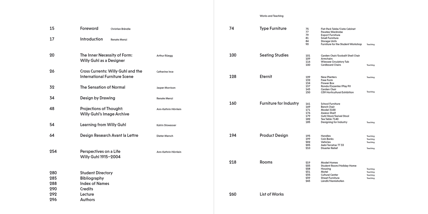 Inhaltsverzeichnis Willy Guhl. Denken mit den Händen